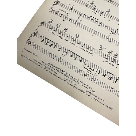 The Day You Came Along Sheet Music 1933 Too Much Harmony Bing Crosby - Picture 4 of 5